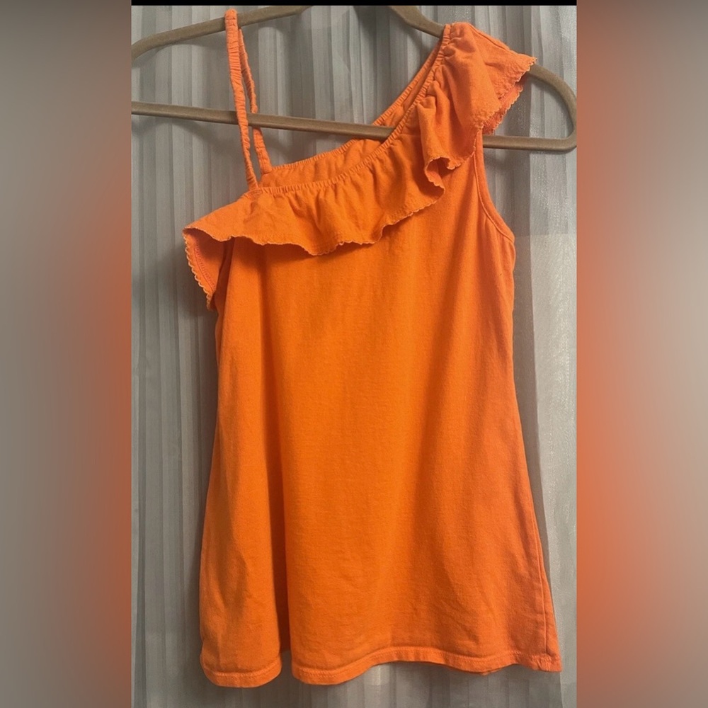 Orange One-Shoulder Ruffle Top - Picture 3 of 3